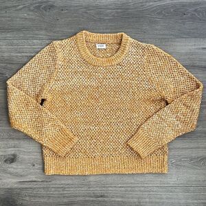 J.CREW Honeycomb Stitch Crewneck Sweater XS Golden Sun Orange Knit Classic Fall